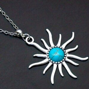 NEW Turquoise & Silver Sun Necklace